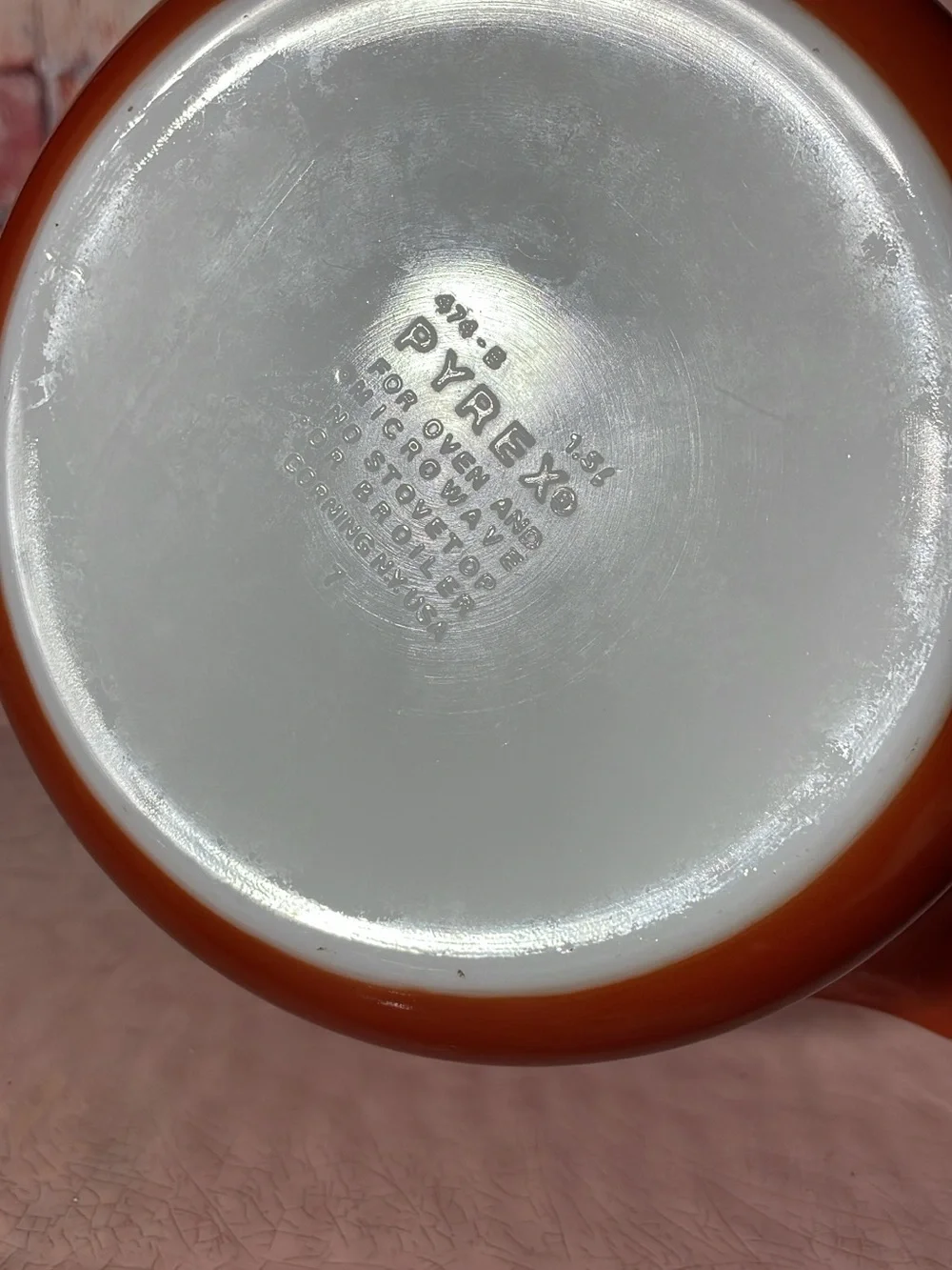 Pyrex Brown Dish with Cream Floral Vine Pattern